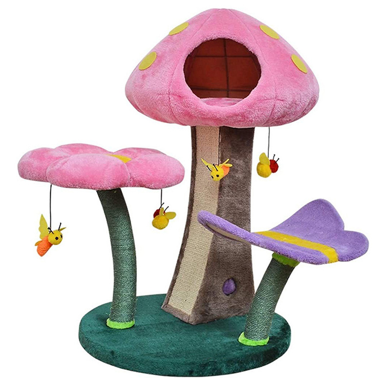 factory dropshipping pet cat mushroom flower scratching tree condo with sisal scratching for morocco