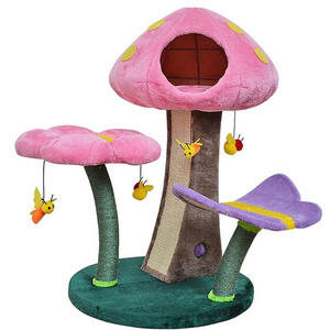 factory dropshipping pet cat mushroom flower scratching tree condo with sisal scratching for morocco