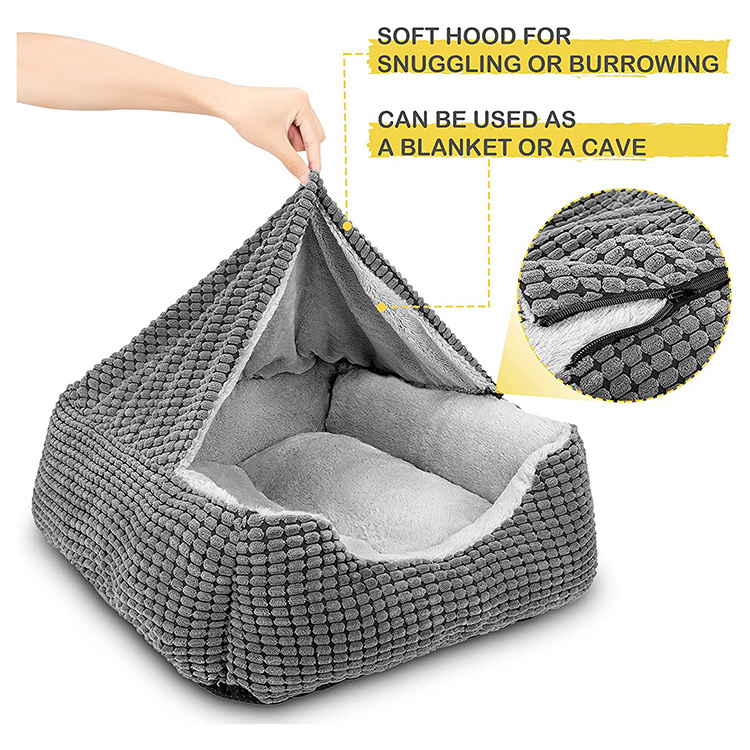 2022 factory modern new designer anti anxiety deep sleep cute cat bed mattress grey dog bed for pet