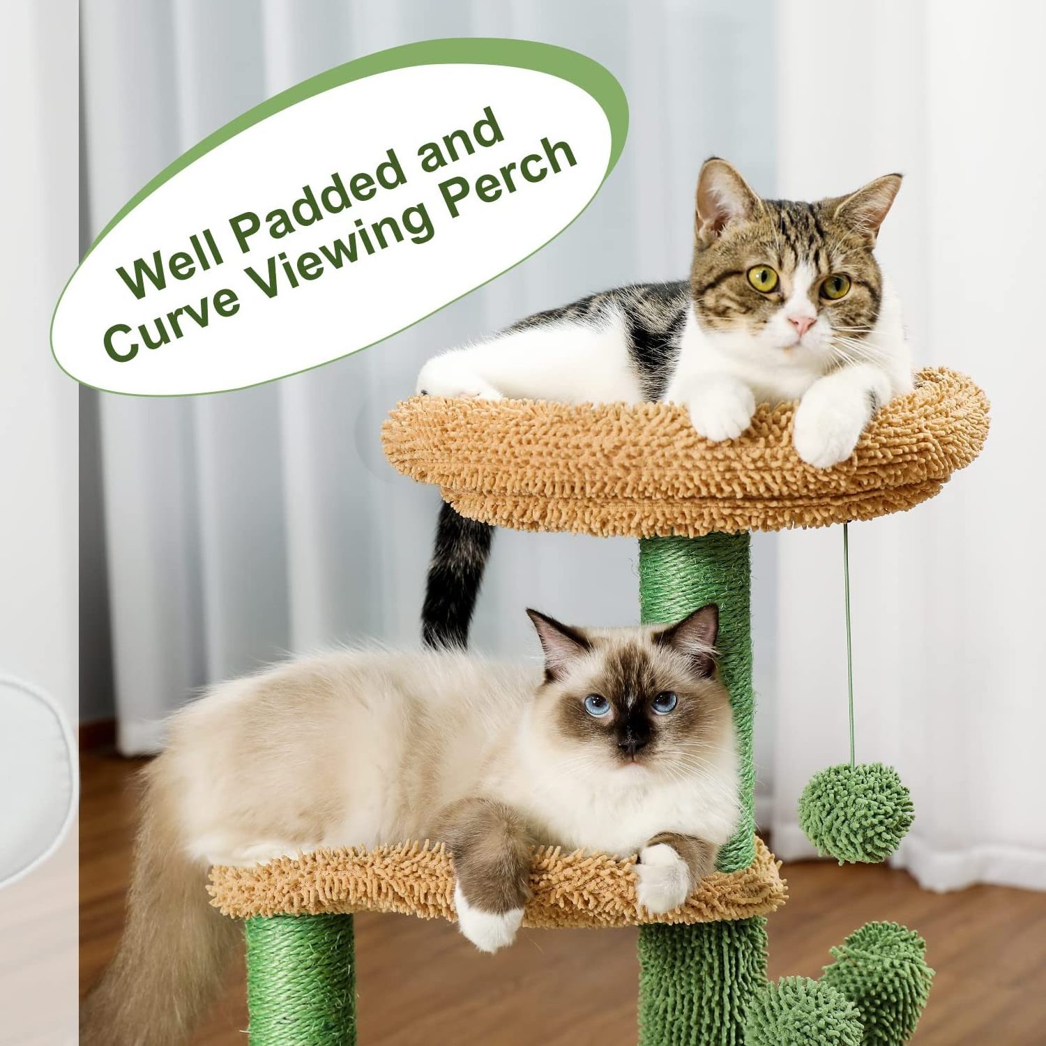 wholesale custom cat scratching post tree scratcher sisal green and brown pet house play condo cat tree tower with 3 hammock bed