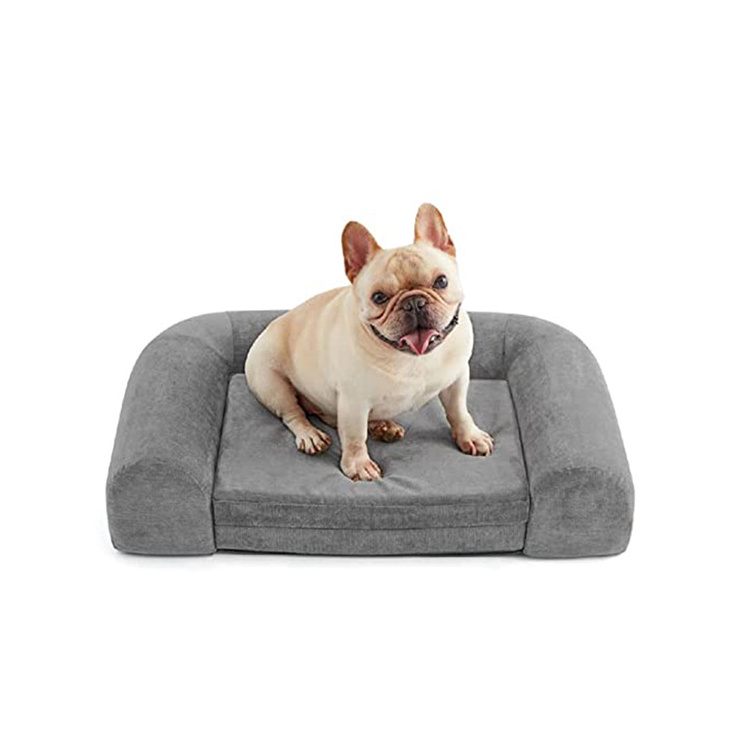 big comfortable grey folding dog sofa bed giant eco friendly premium pet anxiety proof orthopedic bed for mother dog