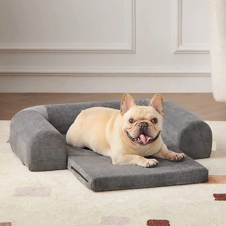 big comfortable grey folding dog sofa bed giant eco friendly premium pet anxiety proof orthopedic bed for mother dog