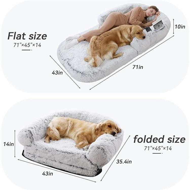 2024 designer new luxury fashion dog bed cot white plush portable foldable human size large pet bed for outdoor