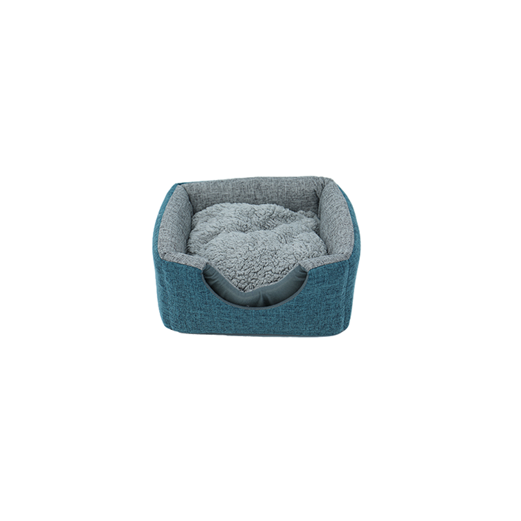 custom foldable square cozy cocoon burrow grey linen dog cave beds fashion luxury hooded pet dog house bed with hole