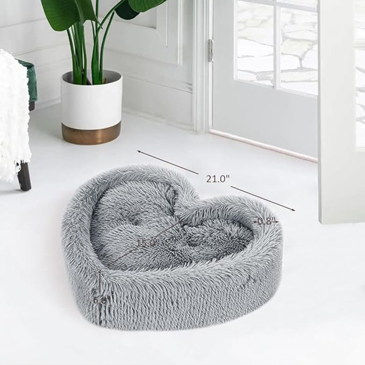 supplier lot heavy duty grey heart shape plush dog bed multi size pet bed xl xxl 3xl orthopedic dog cot with pillow for sale