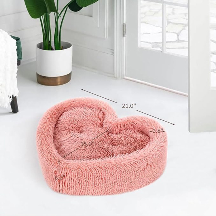 supplier lot heavy duty large pink heart shape plush dog bed multi size pet bed xl xxl orthopedic dog cot with pillow for sale