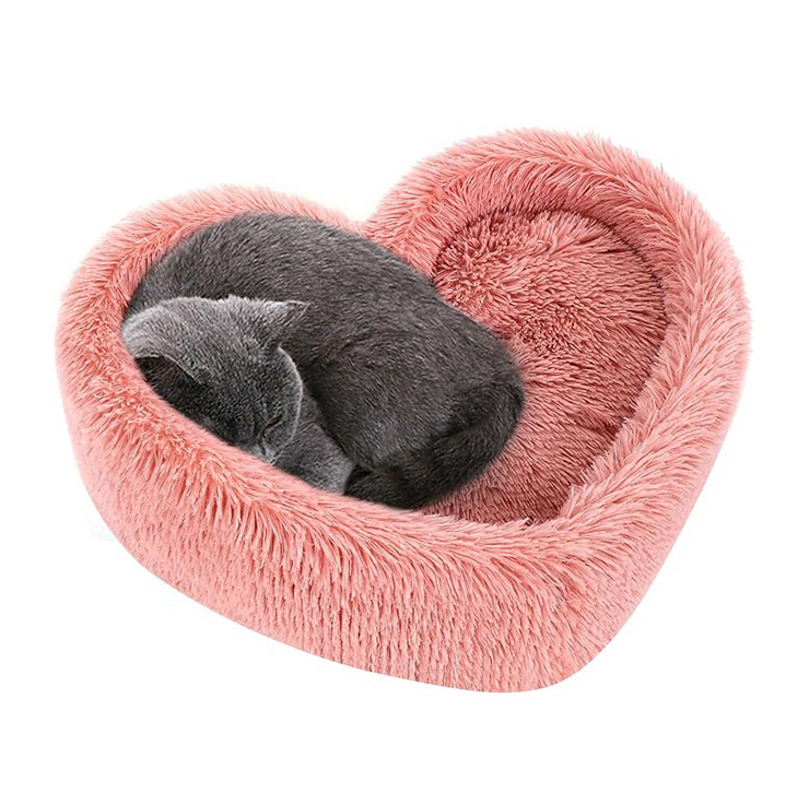 supplier lot heavy duty large pink heart shape plush dog bed multi size pet bed xl xxl orthopedic dog cot with pillow for sale