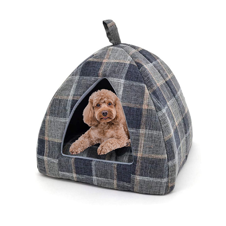 supplier lot heavy duty extra large dog cat bed custom size linen fabric igloo pet cave bed xl xxl 3xl with hole for sale