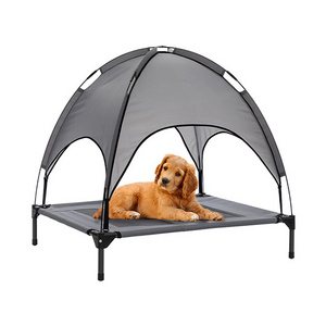 Suppliers metal frame outdoor travel durable elevated pet dog bed grey red oxford raised pet cot tent for large dogs