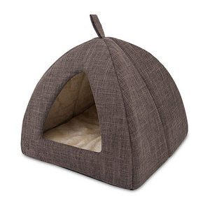 supplier lot heavy duty extra large dog cat bed custom size linen fabric igloo pet cave bed xl xxl 3xl with hole for sale