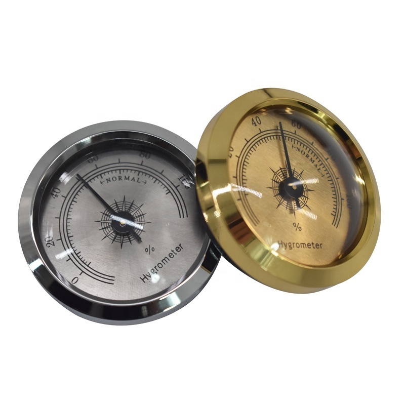 Cigar Accessories Round Silver Golden Hygrometer