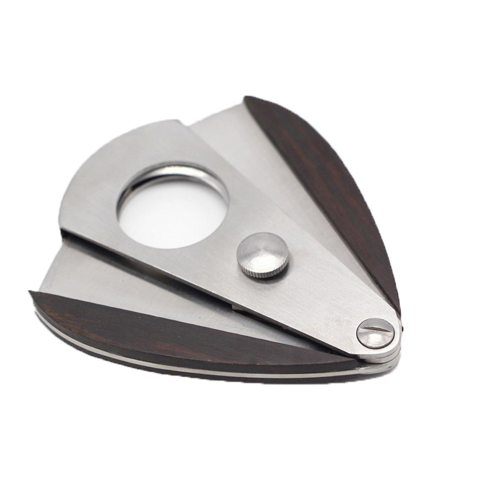 Stainless Steel Wooden Triangle Cigar Cutter With Sharp Blade