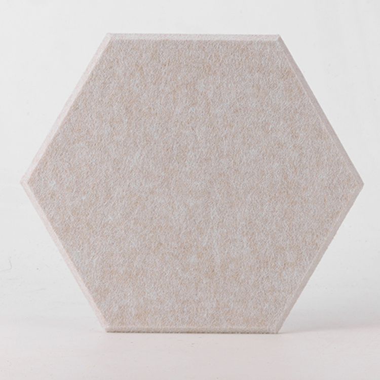 White high density felt polyester sound proof padding, hexagon self-adhesive acoustic panels for noise deadening absorption