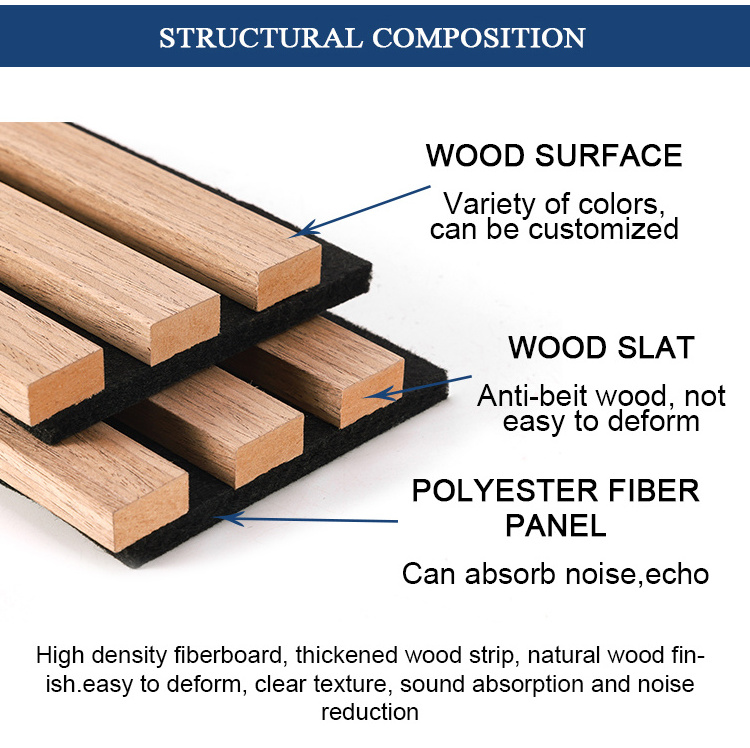 Noise Reduction wood acoustic wall panels acoustic wooden slat panel soundproof panels