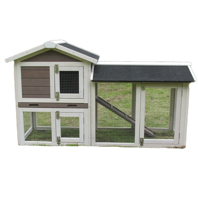 Cheap Wood rabbit hutch design for bunny cages with large run and tray