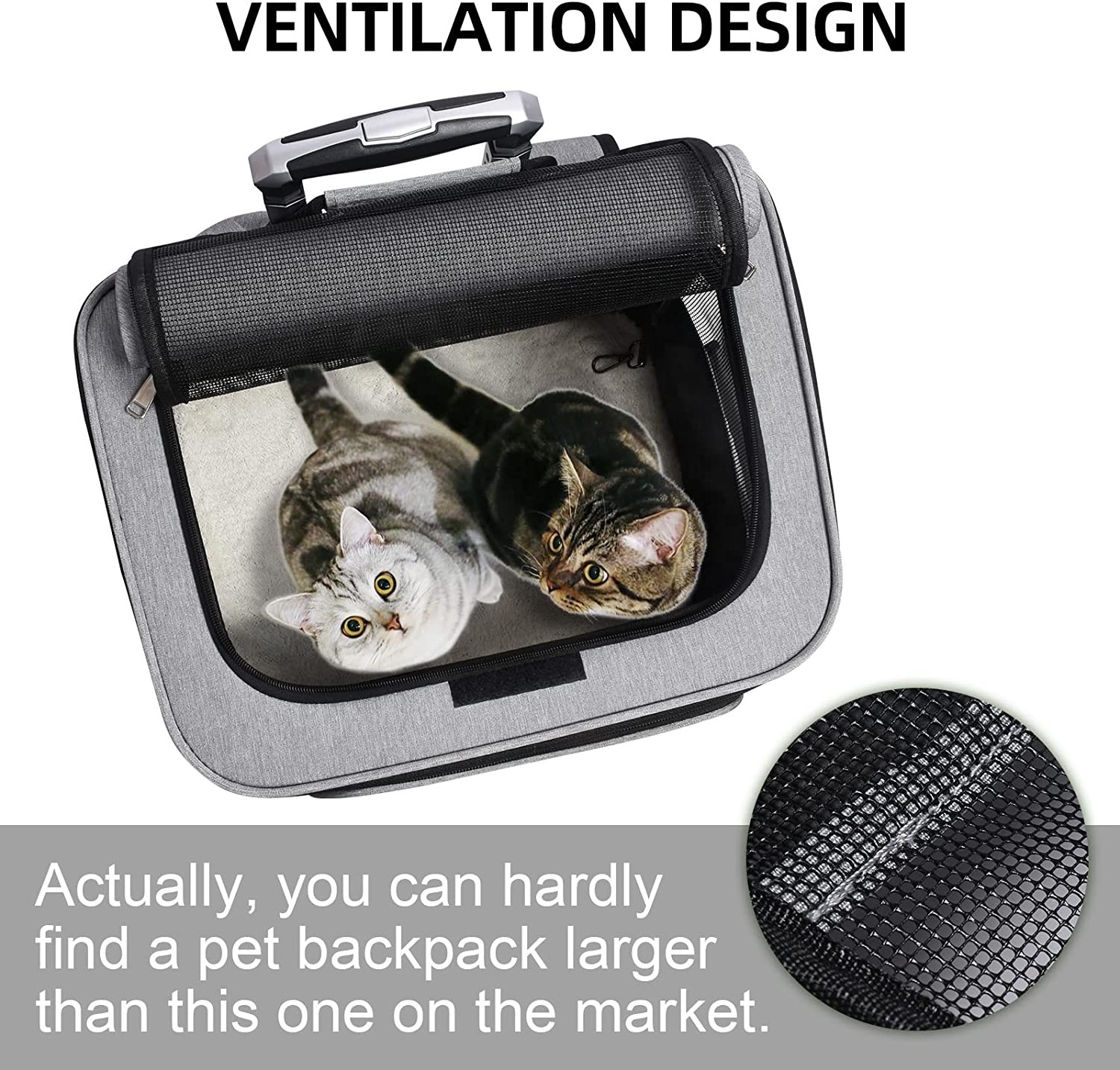 Compartment Pet Dog Rolling Carrier Backpack with Wheels Cat Carrier for 2 Cats