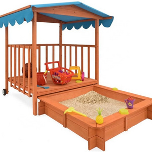 Cheap waterproof wooden children playhouse kid sandbox with cover for children