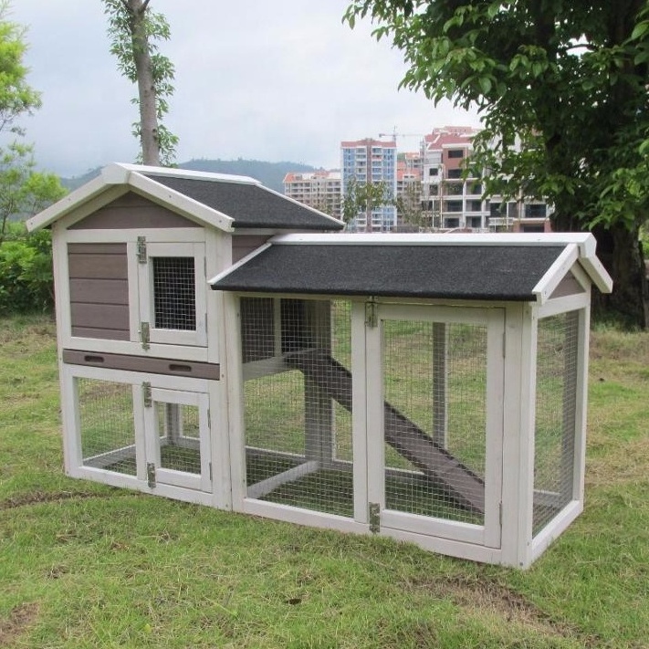 Cheap Wood rabbit hutch design for bunny cages with large run and tray