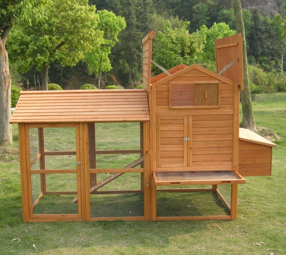 Wooden Chicken Coop Nest Box Hen House Poultry Pet Hutch With Outdoor Large Run