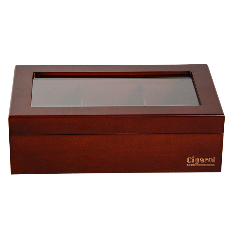 Wholesale Bamboo Lid Box Custom Storage Gift Square Packaging  Wooden Box  Luxury  6 Rigs Wooden Tea Box