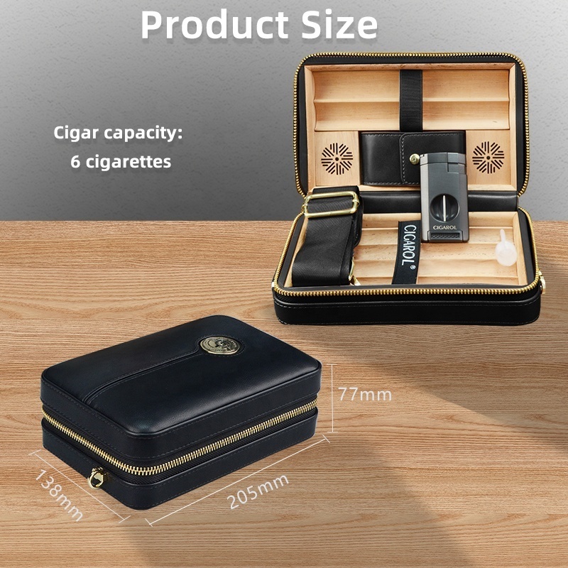 Hot Saling Cedar Wood Cigra Humidors Cigar Storage Case Humidor PU Leather Travel Cigar Portable Humidor Case