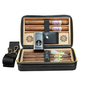 Hot Saling Cedar Wood Cigra Humidors Cigar Storage Case Humidor PU Leather Travel Cigar Portable Humidor Case