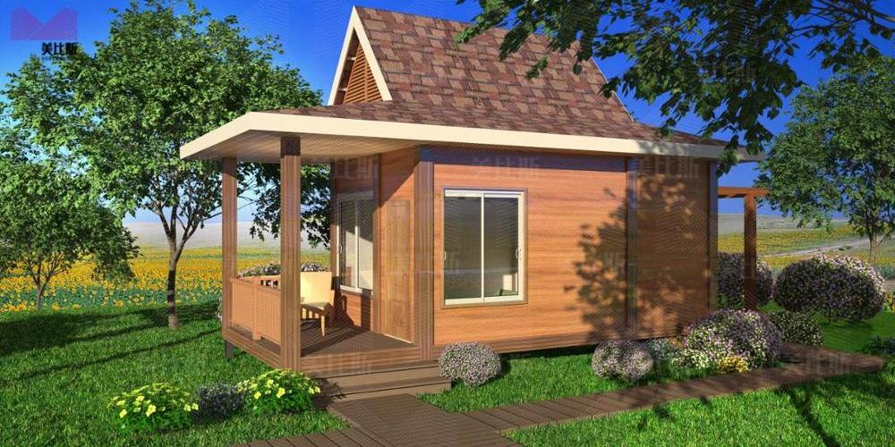 Ready made light steel structure luxury garden wooden log houses tiny prefab house