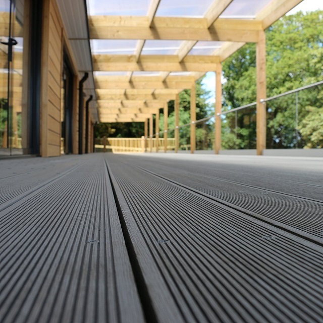 WPC extruded wood and plastic composite waterproof outdoor 150*25 mm durable terrace decking floor