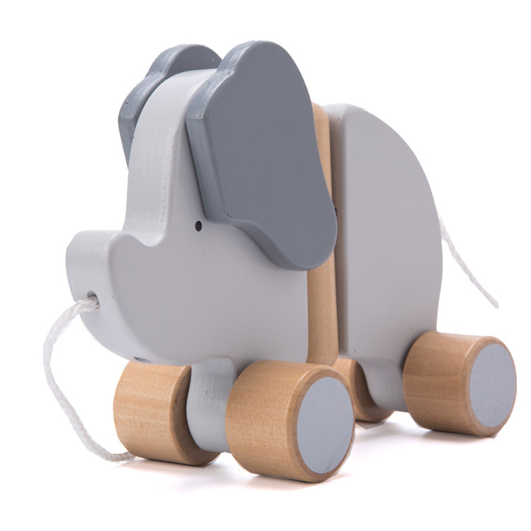 Baby Wood Ester Bunny Animal Toy Montesorry Hand Wheel Push Walker Pull Along Wooden Toy