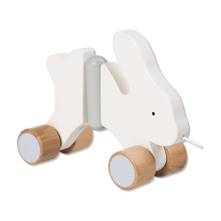 Baby Wood Ester Bunny Animal Toy Montesorry Hand Wheel Push Walker Pull Along Wooden Toy