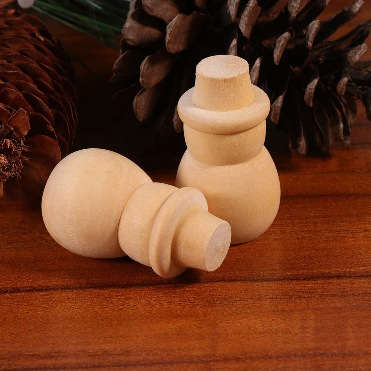 Wooden Peg Dolls Unpainted Christmas Tree Ornament DIY Unfinished Wood Xmas Tree for Arts and Craft Kid Graffiti Drawing Toy