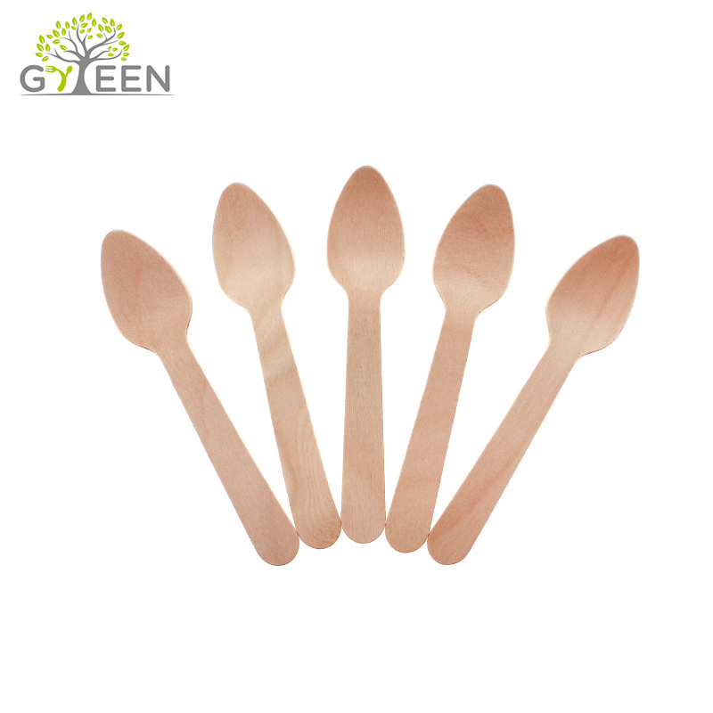 Wooden Spoon for Ice Cream Spoon Wholesale Biodegradable Mini Disposable Free Samples Wood Fork Wood Knife Compostable Greenwood