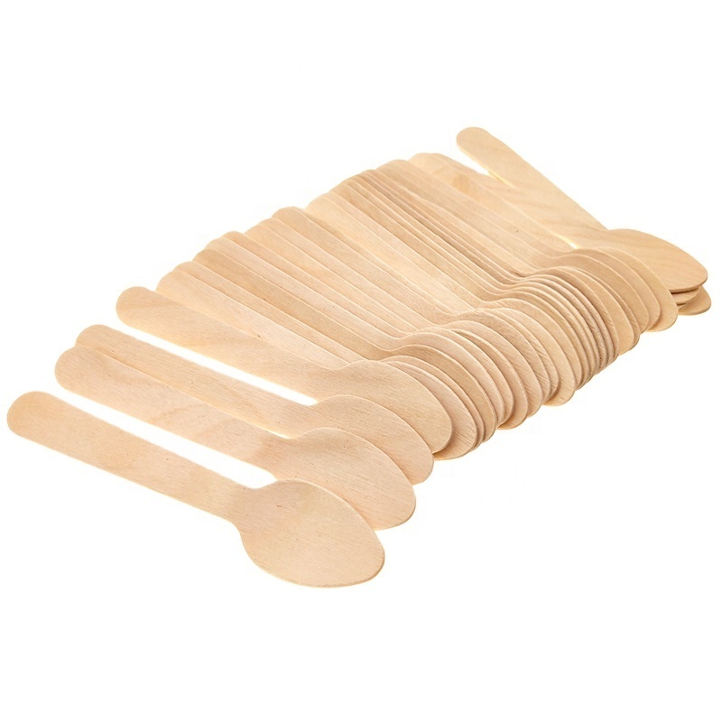 Wooden Spoon for Ice Cream Spoon Wholesale Biodegradable Mini Disposable Free Samples Wood Fork Wood Knife Compostable Greenwood