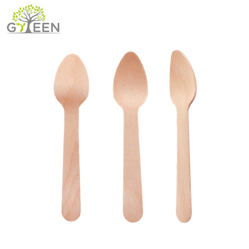 Wooden Spoon for Ice Cream Spoon Wholesale Biodegradable Mini Disposable Free Samples Wood Fork Wood Knife Compostable Greenwood