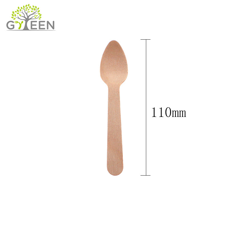 Wooden Spoon for Ice Cream Spoon Wholesale Biodegradable Mini Disposable Free Samples Wood Fork Wood Knife Compostable Greenwood