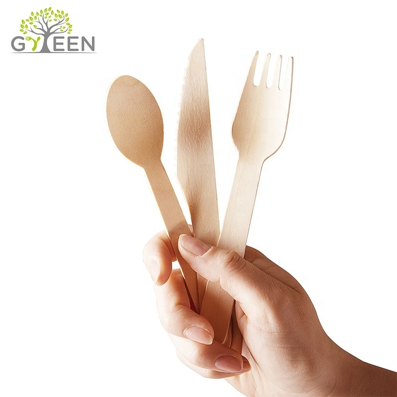 160mm wooden knife spoon fork biodegradable disposable wooden tableware