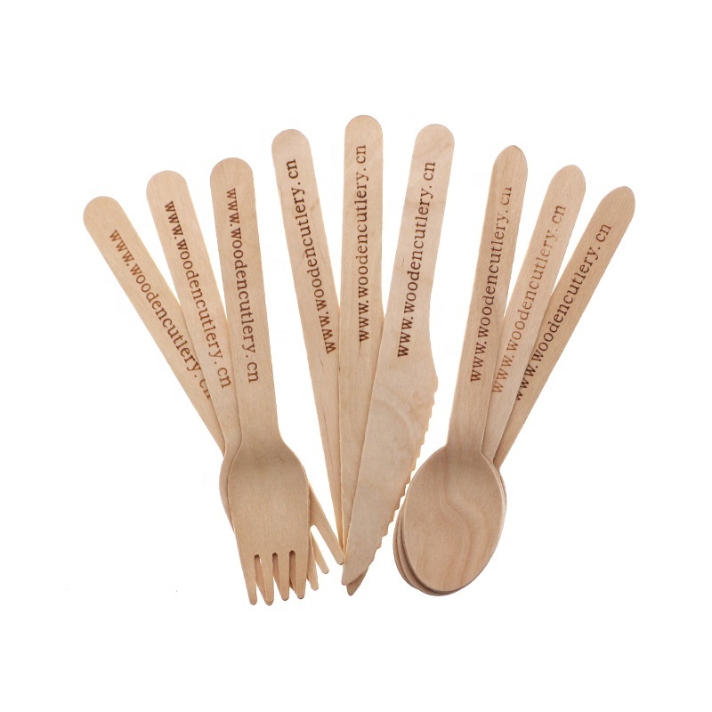 160mm wooden knife spoon fork biodegradable disposable wooden tableware