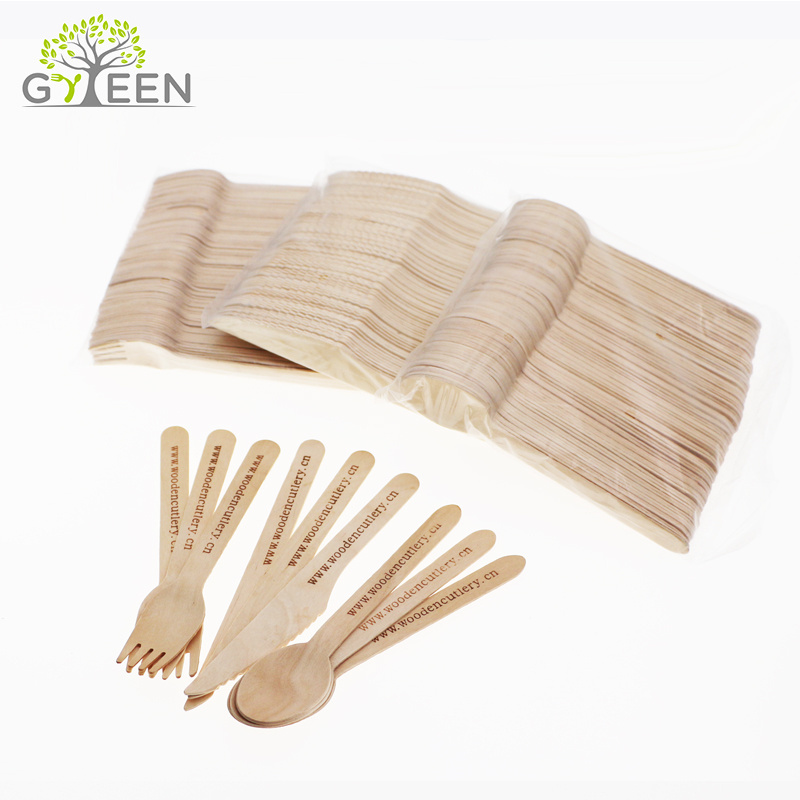 100pcs knife 100pcs spoon 100pcs fork biodegradable disposable wooden tableware