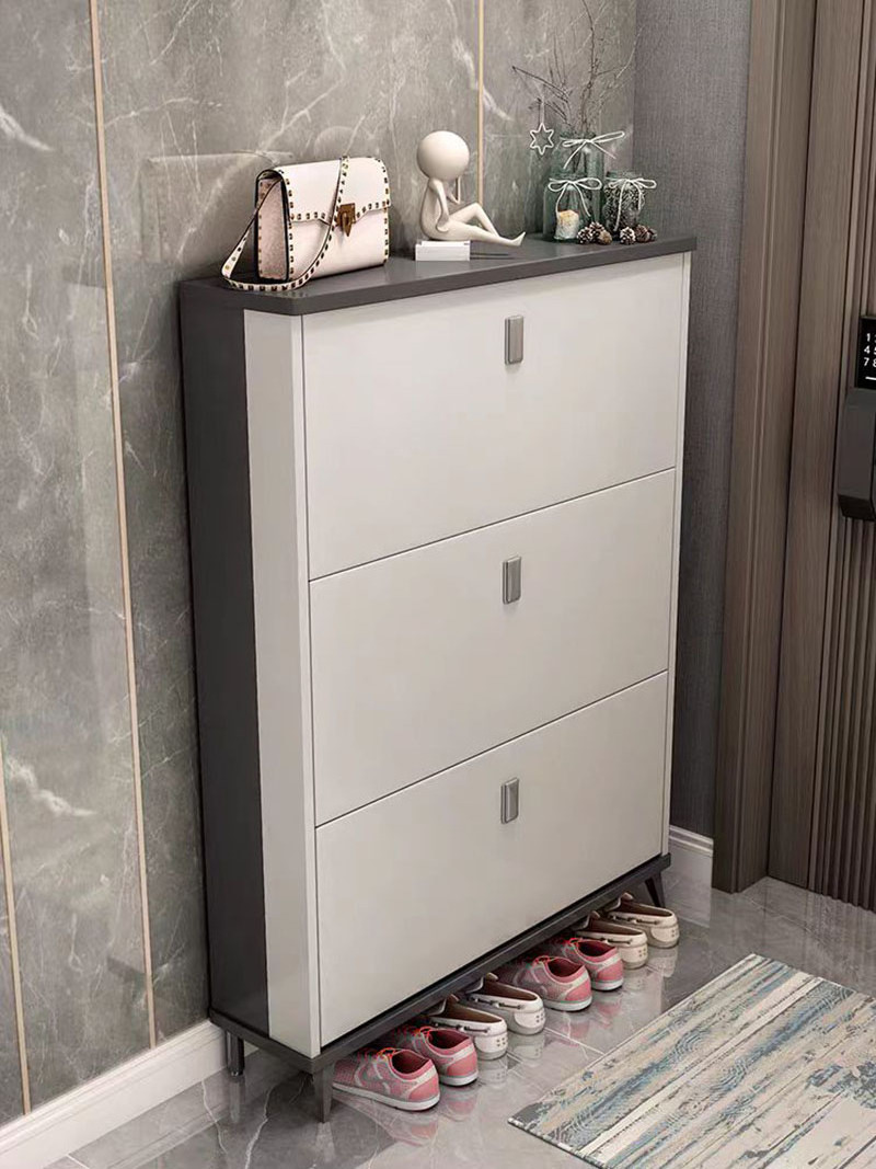 Modern simple tip bucket type ultra-thin shoe cabinet household door into small household shoe rack