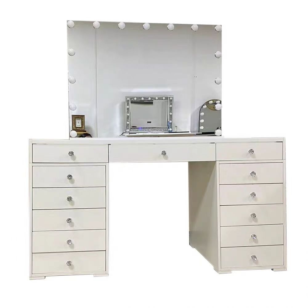 Multifunction Small Corner Bedroom Makeup Tall 6 Drawers White Mirrored Dresser With Mirror minimalist style