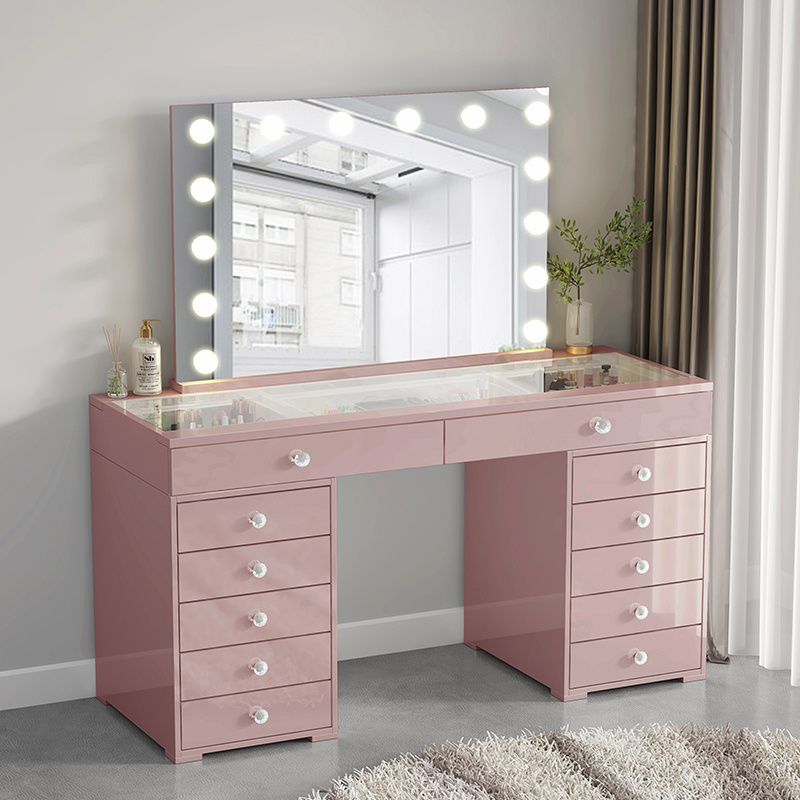 Multifunction Small Corner Bedroom Makeup Tall 6 Drawers White Mirrored Dresser With Mirror minimalist style