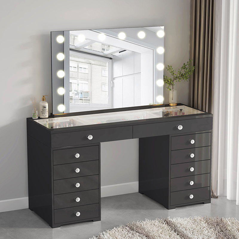 Multifunction Small Corner Bedroom Makeup Tall 6 Drawers White Mirrored Dresser With Mirror minimalist style