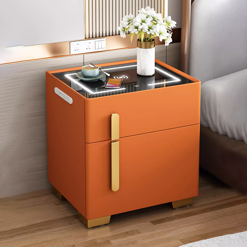 Modern Bedroom Furniture Nightstand with Wireless Charging Invisible Security Smart Bedside storage cabinet