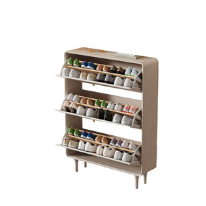 Ultra-thin shoe cabinet living room furniture wooden simple modern 3-door tipper small shoe cabinet