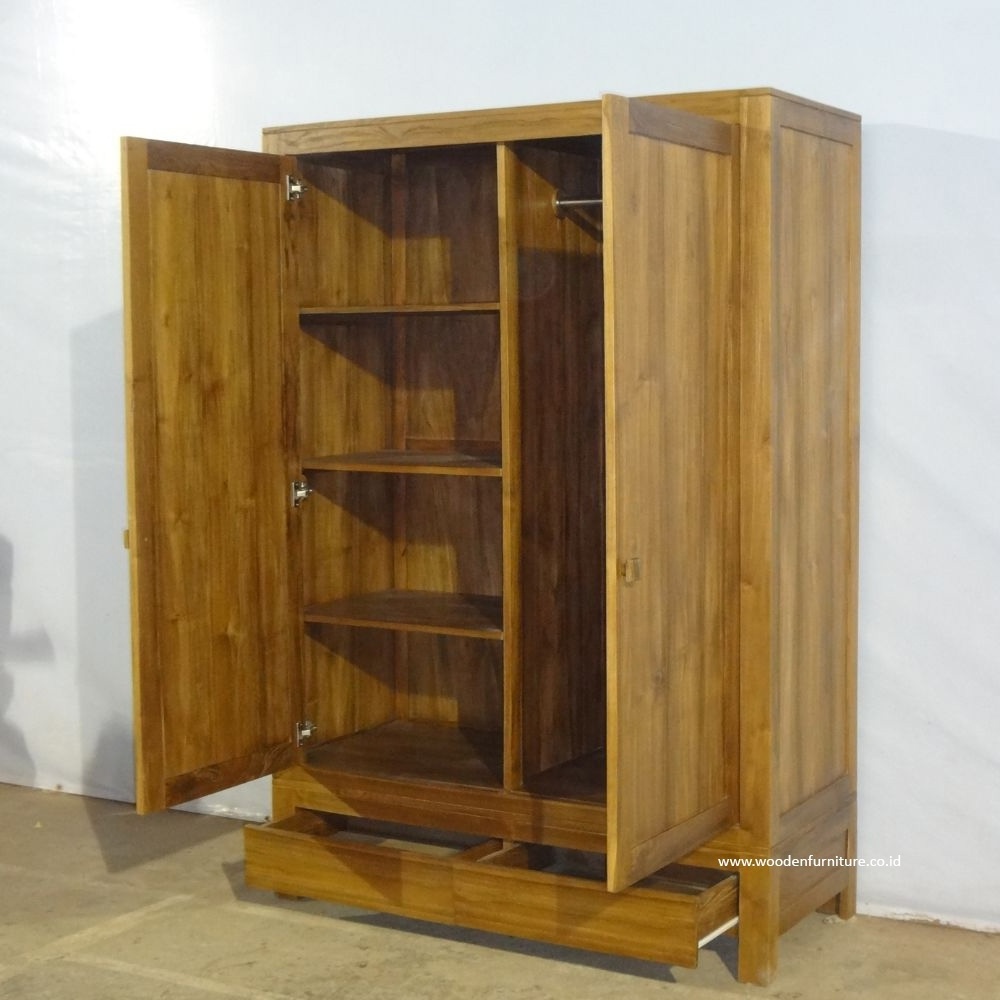 Teak Wood Wardrobe Rustic  Armoire Made From Indonesia Teak Wood to Furnish Modern Minimalist Home Furniture