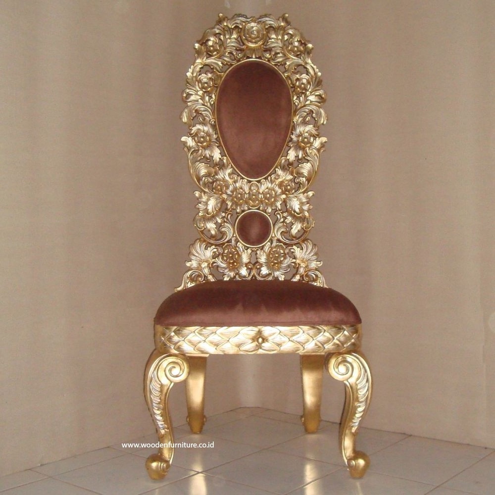 Golden Side Chair Wooden Carved Dining Chair Designed to Furnished Luxury Antique Reproduction Living Room Furniture