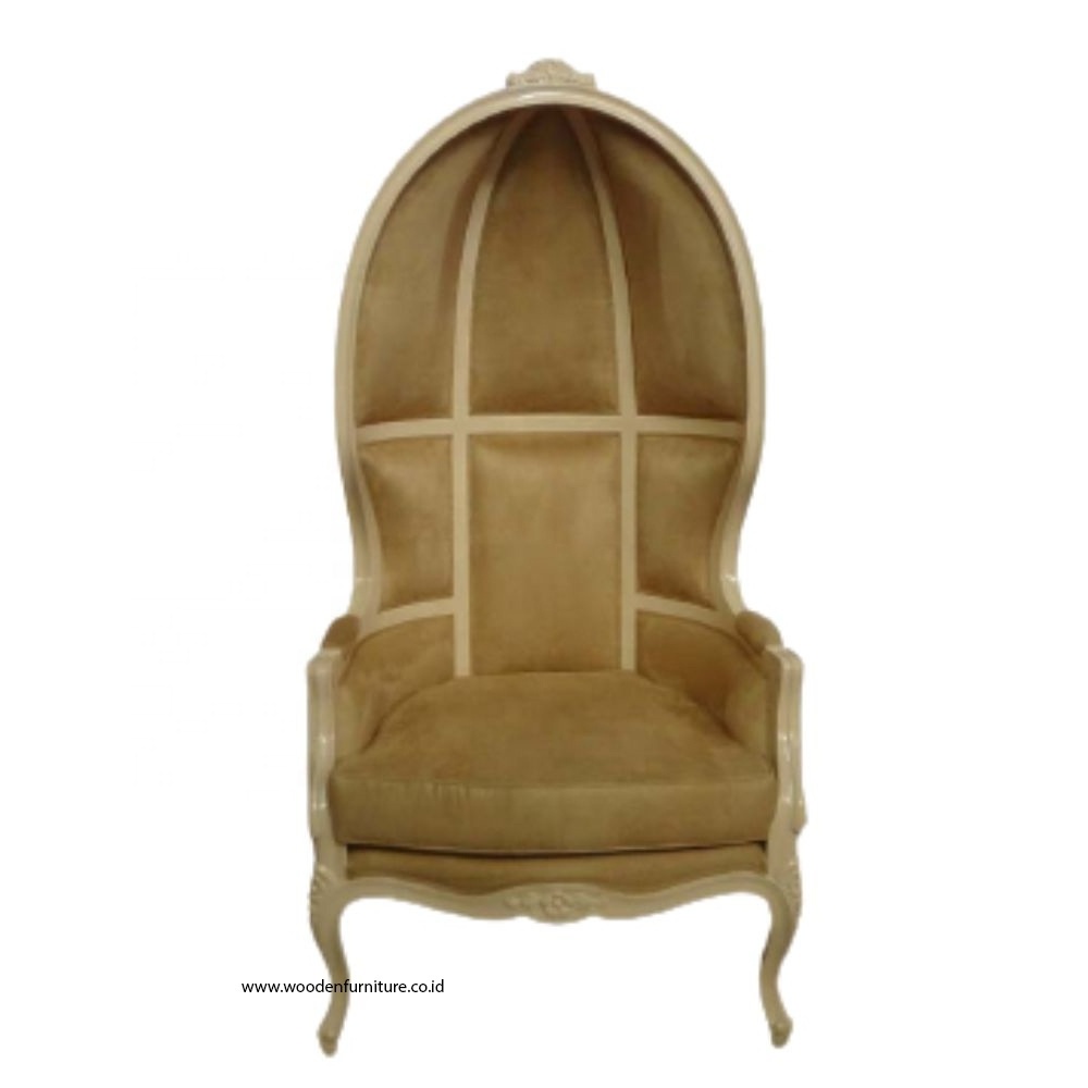 French Style Canopy Chair or Balloon Chair or Side Chair in Mahogany Wooden Frame for Living Room Furniture