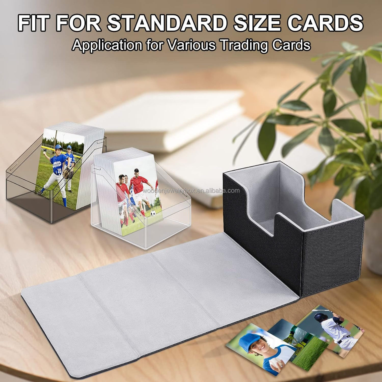 Waterproof PU Leather Card Deck Case Magnetic Closure 400 Black Deck Box Organized Card Deck Storage Box for Your Cherished Card