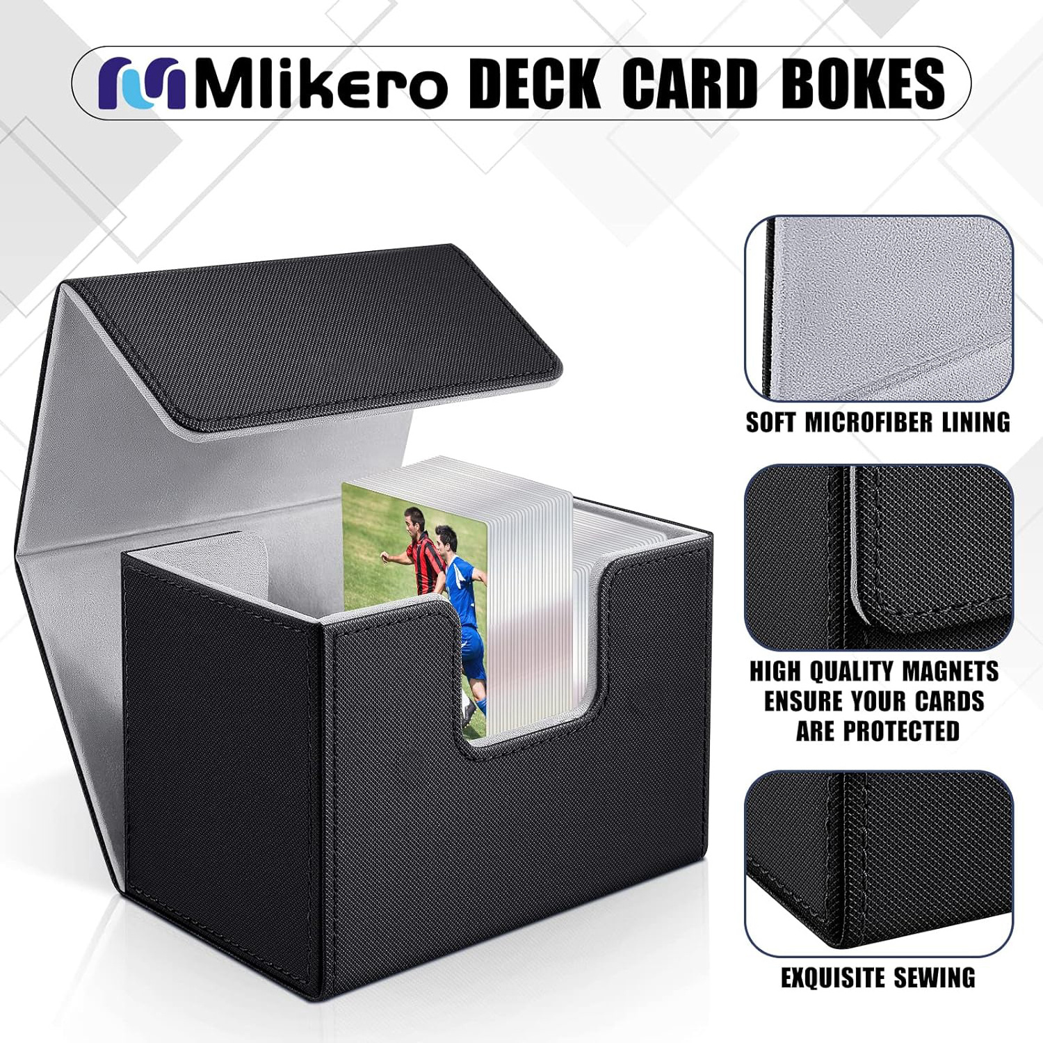 Waterproof PU Leather Card Deck Case Magnetic Closure 400 Black Deck Box Organized Card Deck Storage Box for Your Cherished Card