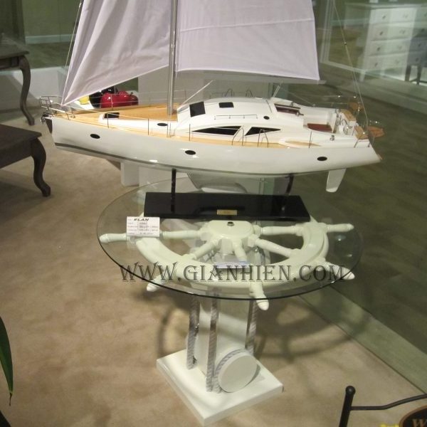 SHIP WHEEL TABLE WHITE PAINTED - WOODEN MODERN YATCH MODEL HIGH QUALITY PRODUCT MADE IN VIETNAM